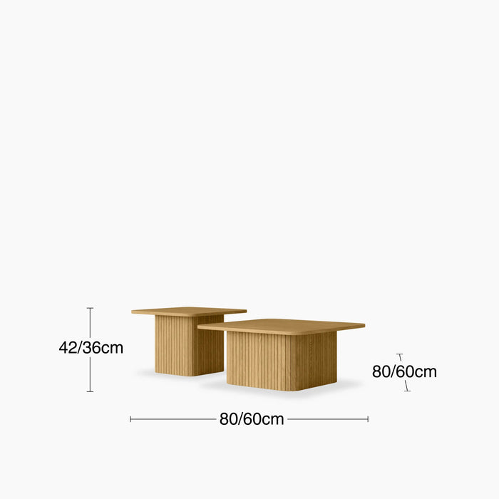 Emery Set of 2 Square Wooden Coffee Tables Oak
