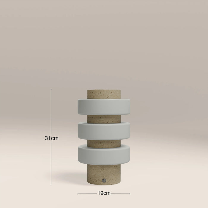 Alanis Table Lamp Opal Glass & Natural Travertine