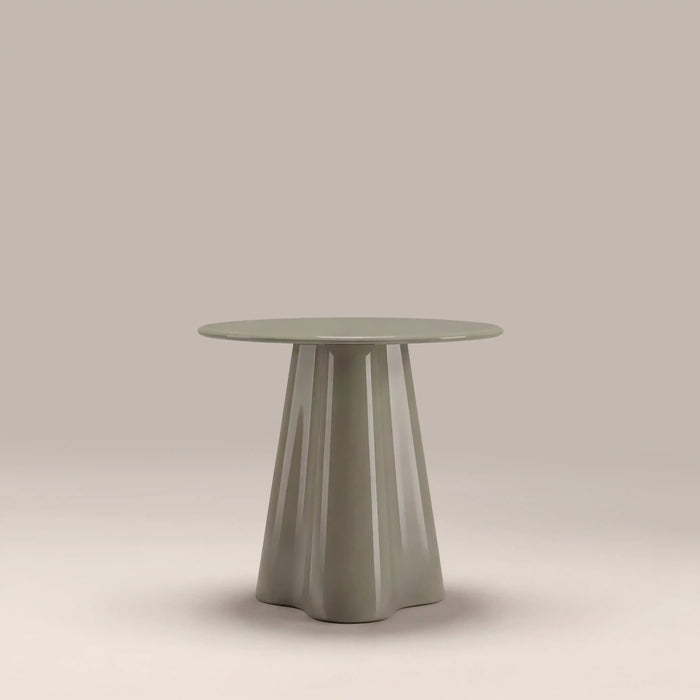 Hadley Round Side Table Sage Green Sandblasted Glass & High Gloss Sage Green