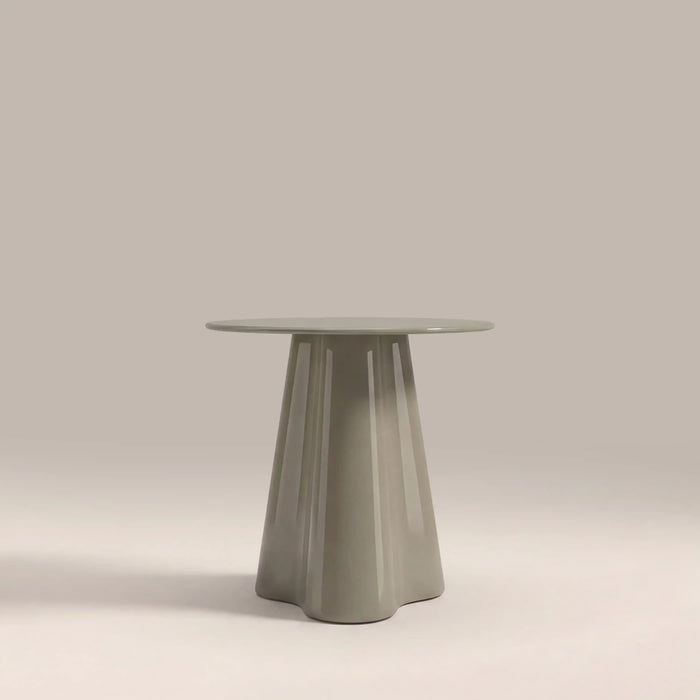 Hadley Round Side Table Sage Green Sandblasted Glass & High Gloss Sage Green