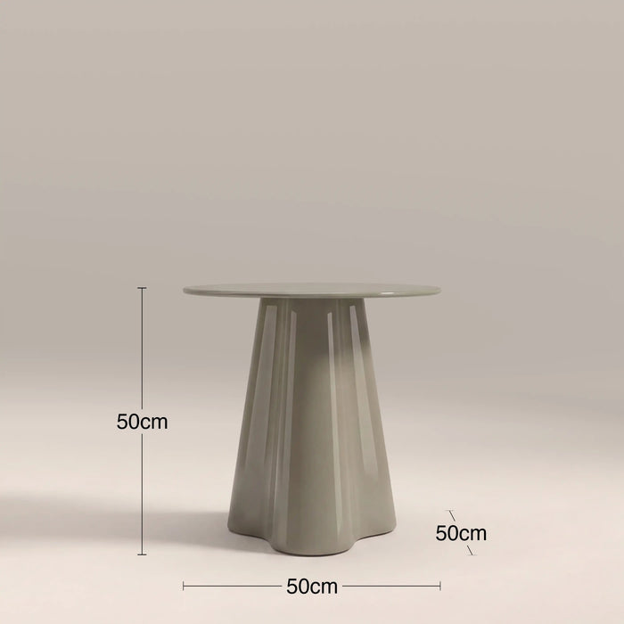 Hadley Round Side Table Sage Green Sandblasted Glass & High Gloss Sage Green