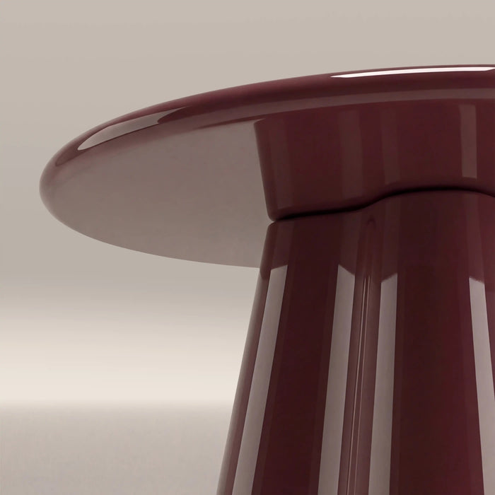 Hadley Round Side Table Cherry Red Sandblasted Glass & High Gloss Cherry Red