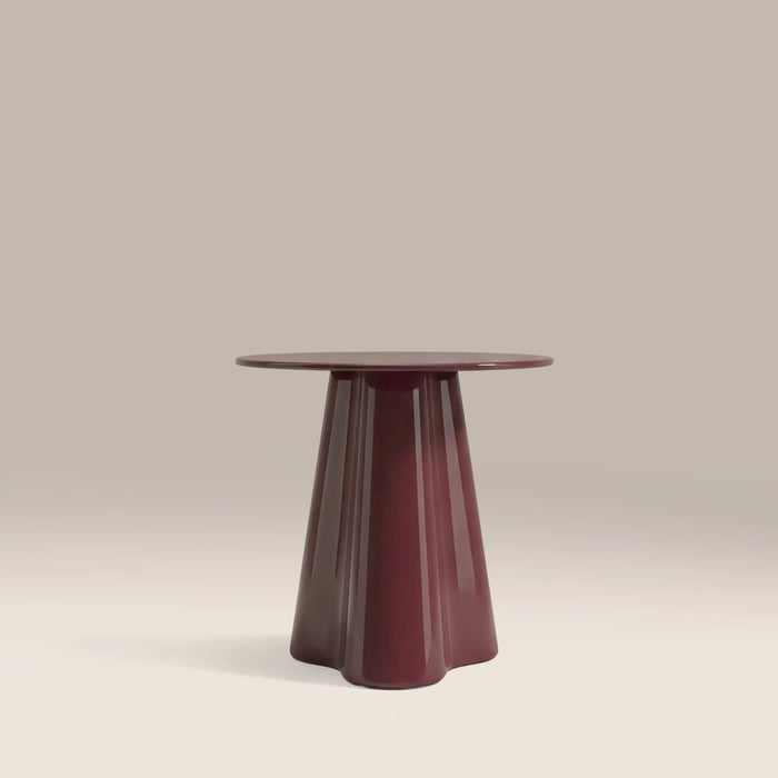 Hadley Round Side Table Cherry Red Sandblasted Glass & High Gloss Cherry Red