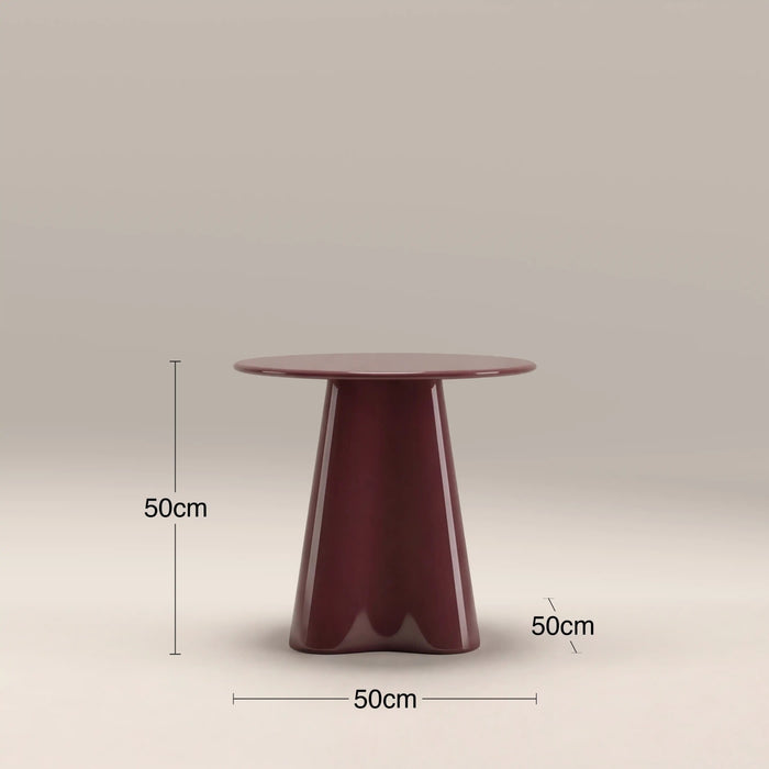 Hadley Round Side Table Cherry Red Sandblasted Glass & High Gloss Cherry Red