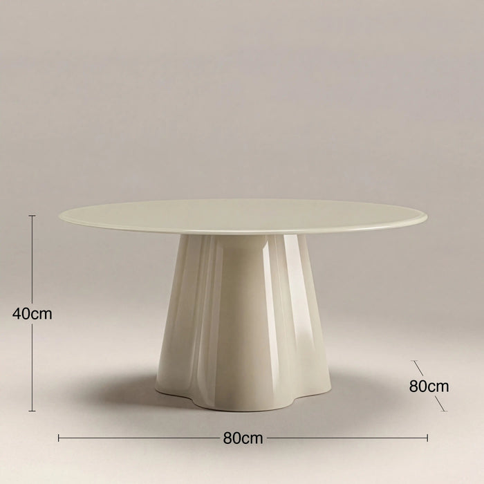 Hadley Round Coffee Table Soft Ecru Sandblasted Glass & High Gloss Soft Ecru