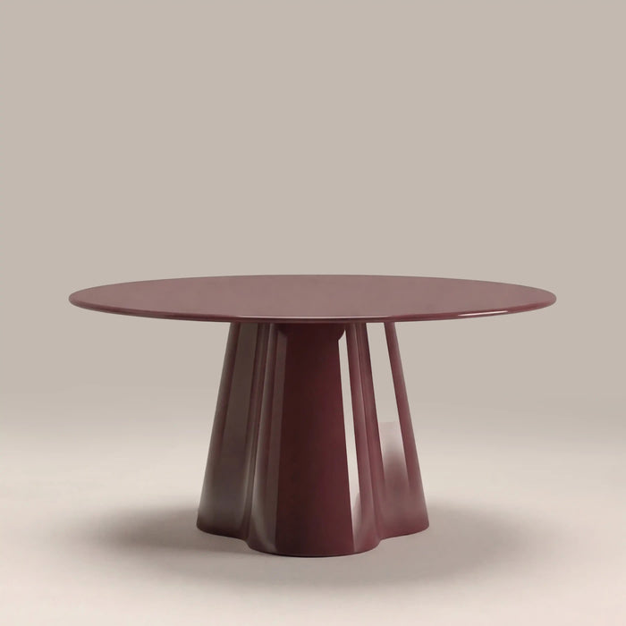 Hadley Round Coffee Table Cherry Red Sandblasted Glass & High Gloss Cherry Red