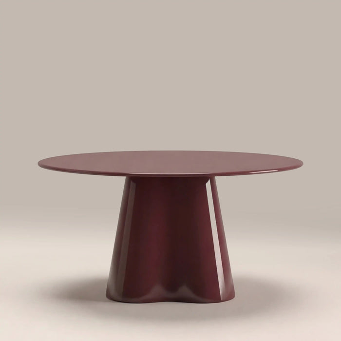 Hadley Round Coffee Table Cherry Red Sandblasted Glass & High Gloss Cherry Red