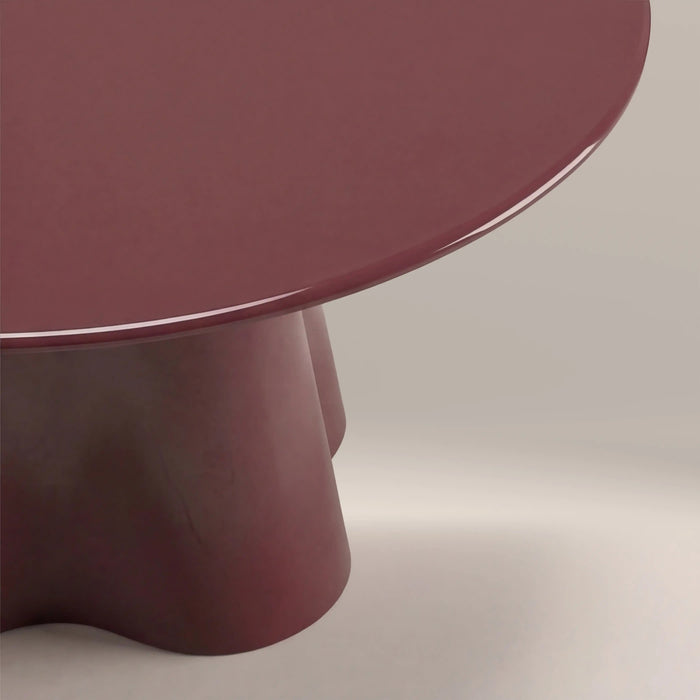 Hadley Round Coffee Table Cherry Red Sandblasted Glass & High Gloss Cherry Red