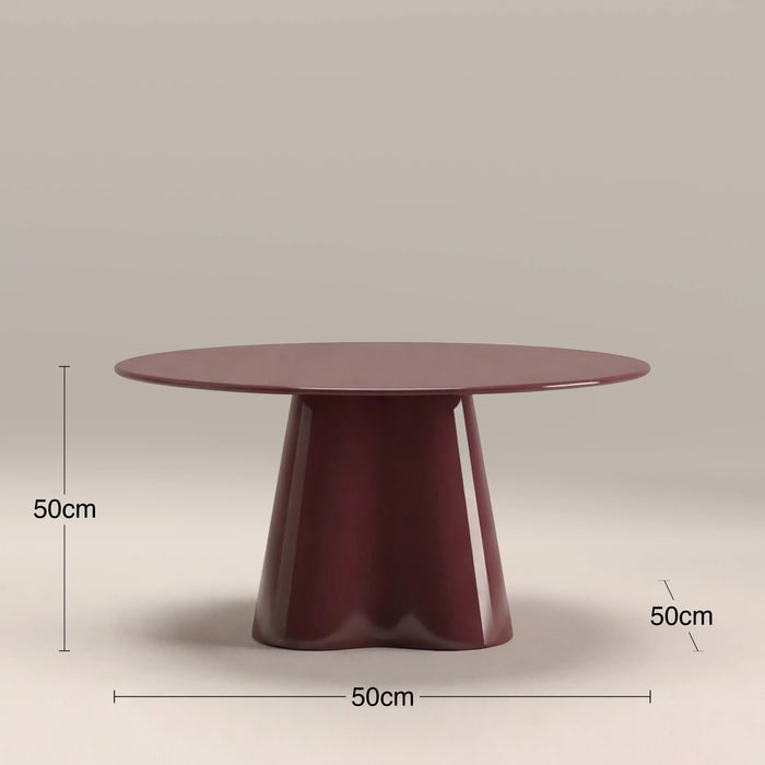 Hadley Round Coffee Table Cherry Red Sandblasted Glass & High Gloss Cherry Red
