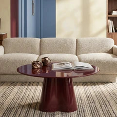 Hadley Round Coffee Table | Cherry Red Sandblasted Glass & High Gloss Cherry Red