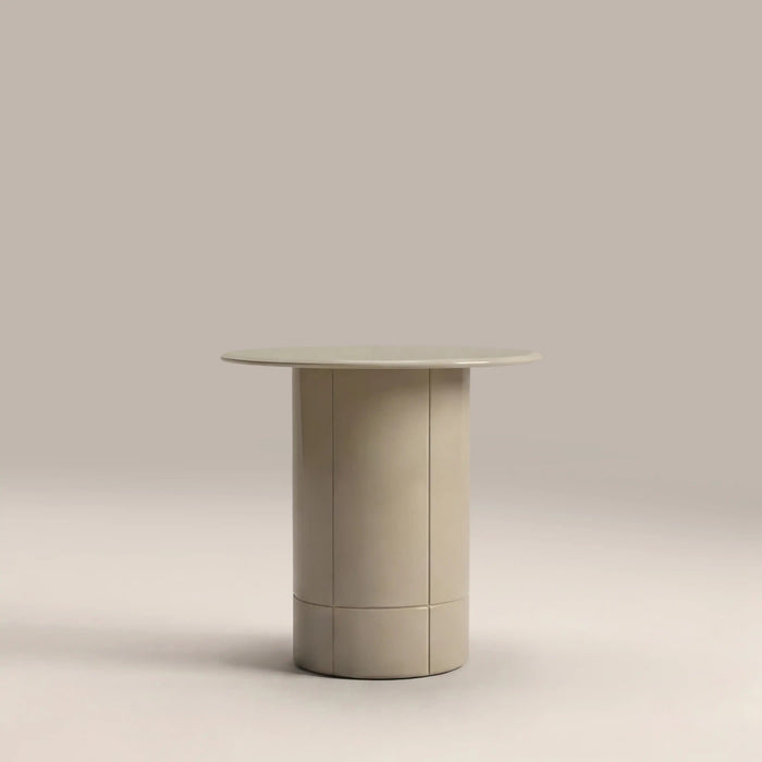 Flore Round Side Table Soft Ecru Glass & High Gloss Ecru