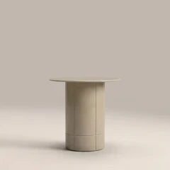 Flore Round Side Table | Soft Ecru Glass & High Gloss Ecru