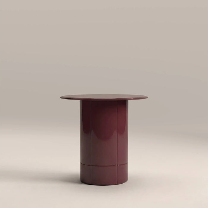 Flore Round Side Table Cherry Red Glass & High Gloss Cherry Red