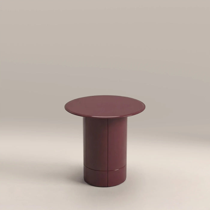 Flore Round Side Table Cherry Red Glass & High Gloss Cherry Red
