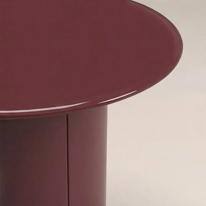 Flore Round Side Table Cherry Red Glass & High Gloss Cherry Red