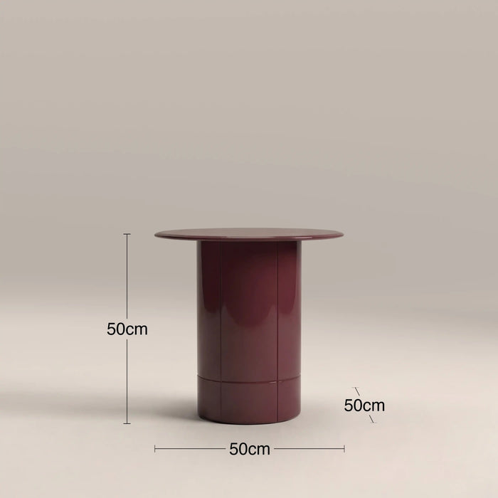 Flore Round Side Table Cherry Red Glass & High Gloss Cherry Red