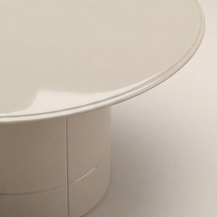 Flore Round Coffee Table Soft Ecru Glass & High Gloss Soft Ecru