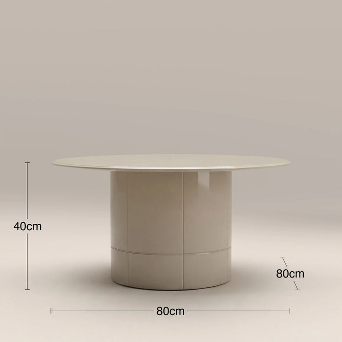 Flore Round Coffee Table Soft Ecru Glass & High Gloss Soft Ecru