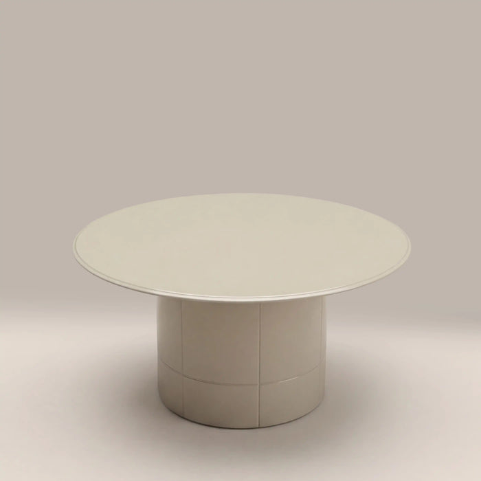 Flore Round Coffee Table Soft Ecru Glass & High Gloss Soft Ecru