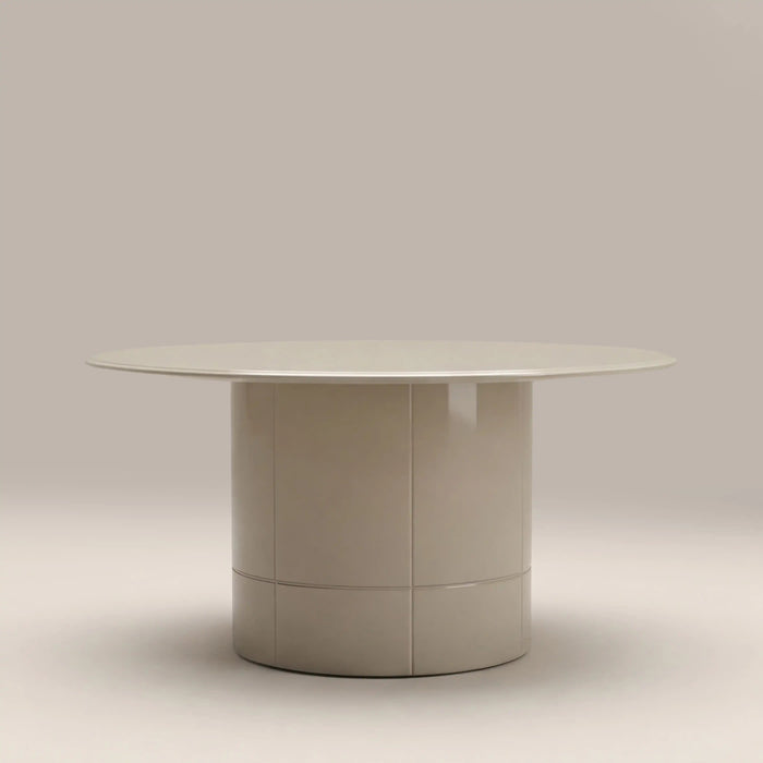 Flore Round Coffee Table Soft Ecru Glass & High Gloss Soft Ecru