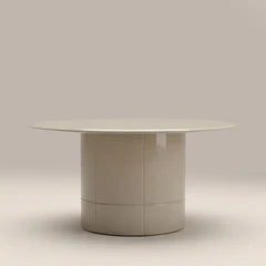 Flore Round Coffee Table | Soft Ecru Glass & High Gloss Soft Ecru