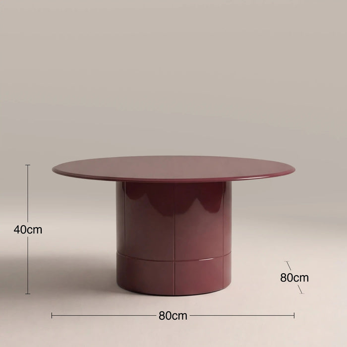 Flore Round Coffee Table Cherry Red Glass & High Gloss Cherry Red