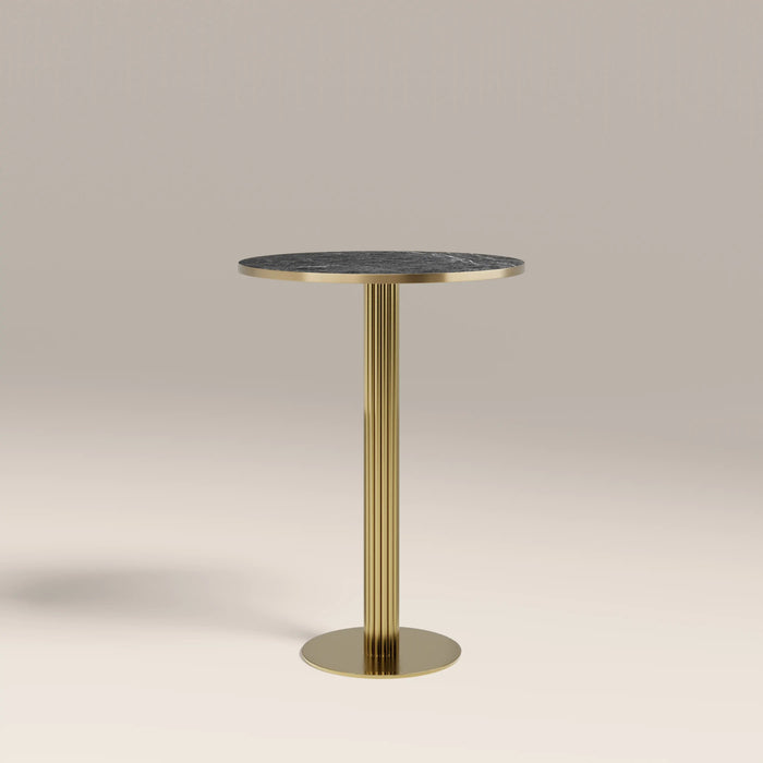 Rafferty 2 Seat Round Bar Table Black Marble Effect & Brass