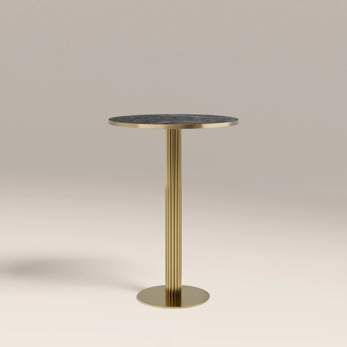Rafferty 2 Seat Round Bar Table Black Marble Effect & Brass
