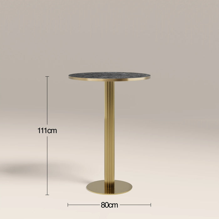Rafferty 2 Seat Round Bar Table Black Marble Effect & Brass
