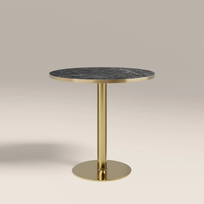 Kinsley 2 Seat Round Cafe Table Black Marble Effect & Brass