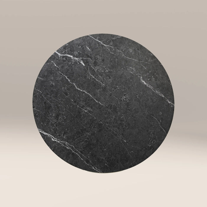 Rafferty 2 Seat Round Cafe Table Black Marble Effect & Brass