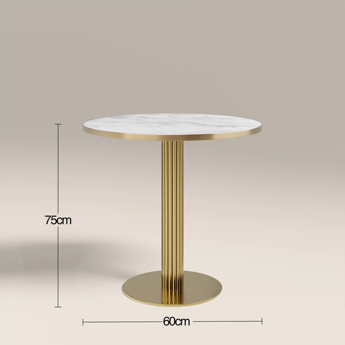 Rafferty 2 Seat Round Cafe Table White Marble Effect & Brass