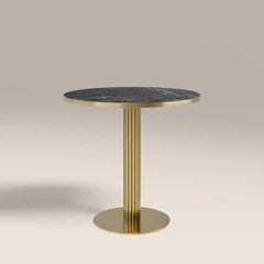 Rafferty 2 Seat Round Cafe Table | Black Marble Effect & Brass