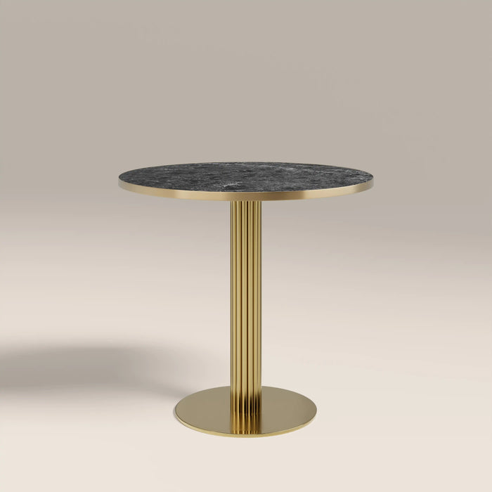 Rafferty 2 Seat Round Cafe Table Black Marble Effect & Brass