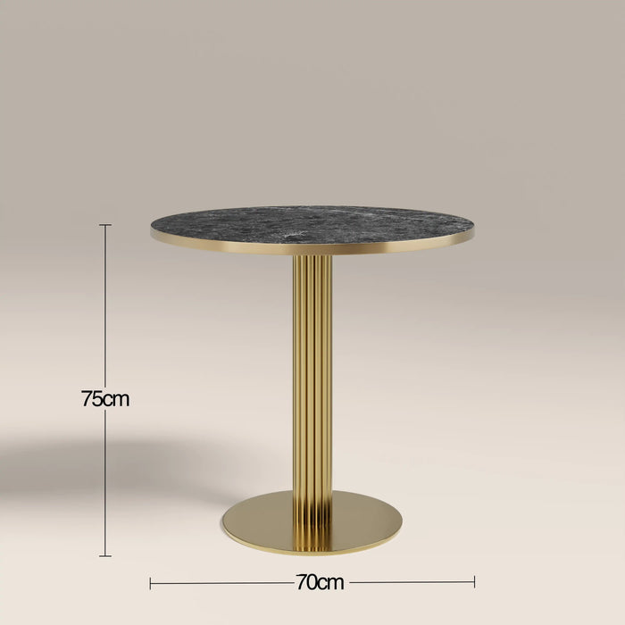 Rafferty 2 Seat Round Cafe Table Black Marble Effect & Brass