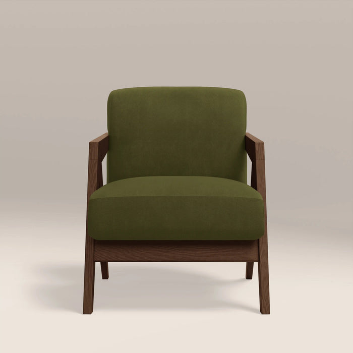 Bennie Accent Chair Olive Green Sustainable Velvet & Walnut