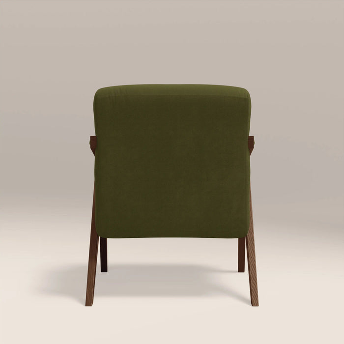 Bennie Accent Chair Olive Green Sustainable Velvet & Walnut
