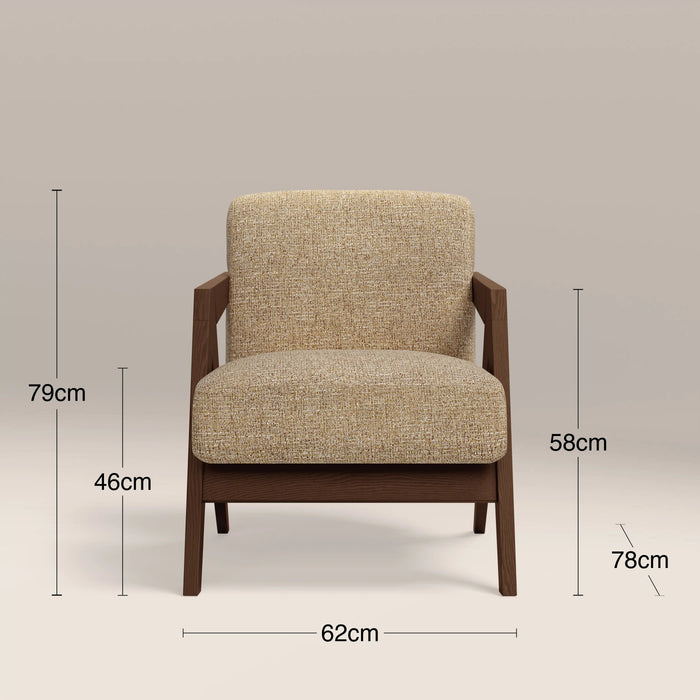 Bennie Accent Chair Speckled Latte Boucle & Walnut