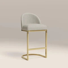 Matteo Kitchen Stool with Backrest | Speckled Stone Sustainable Boucle