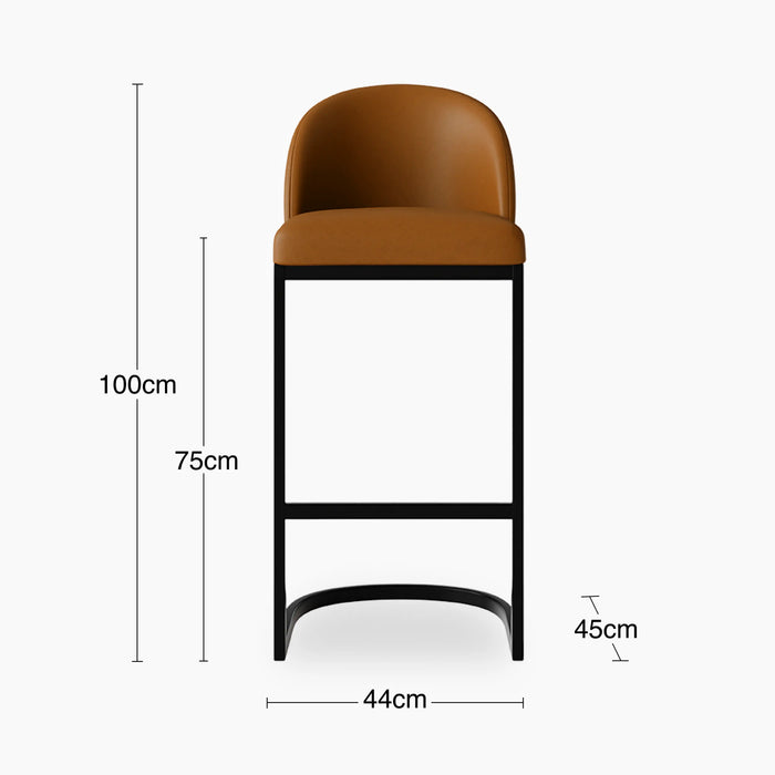 Matteo Bar Stool with Backrest | Tuscan Tan Faux Leather