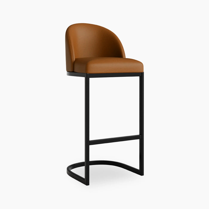 Matteo Bar Stool with Backrest Tuscan Tan Faux Leather