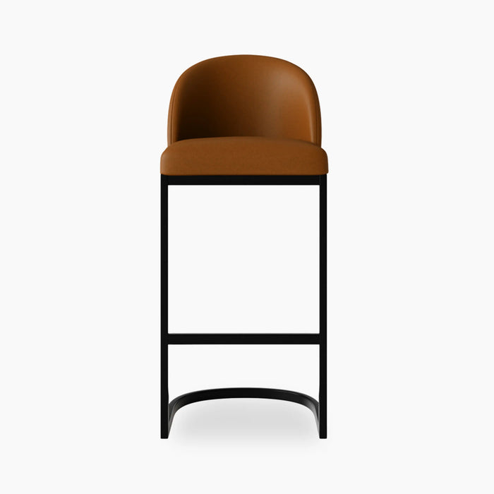 Matteo Bar Stool with Backrest Tuscan Tan Faux Leather