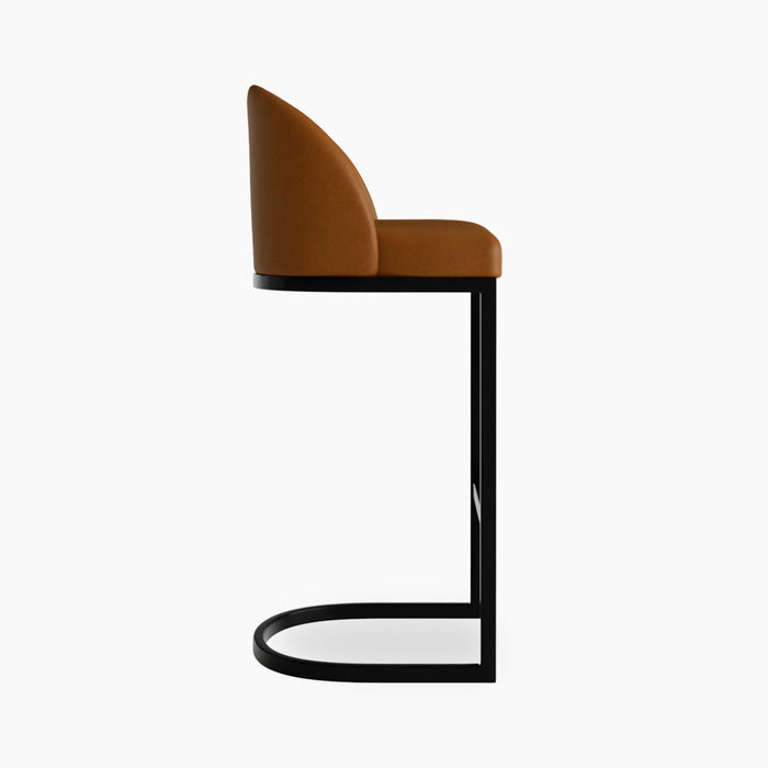 Matteo Bar Stool with Backrest Tuscan Tan Faux Leather