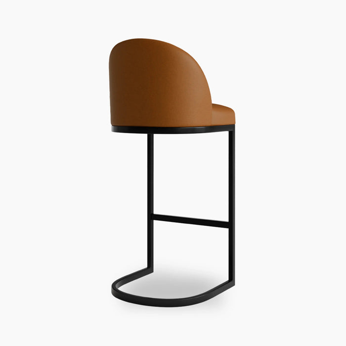 Matteo Bar Stool with Backrest Tuscan Tan Faux Leather