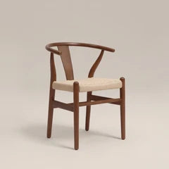 Bjorn Wooden Dining Chair | Natural Weave & Walnut