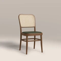 Bourne Wooden Dining Chair | Vintage Green Faux Leather & Walnut