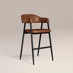 Presley Kitchen Stool | Vintage Tan Faux Leather & Black