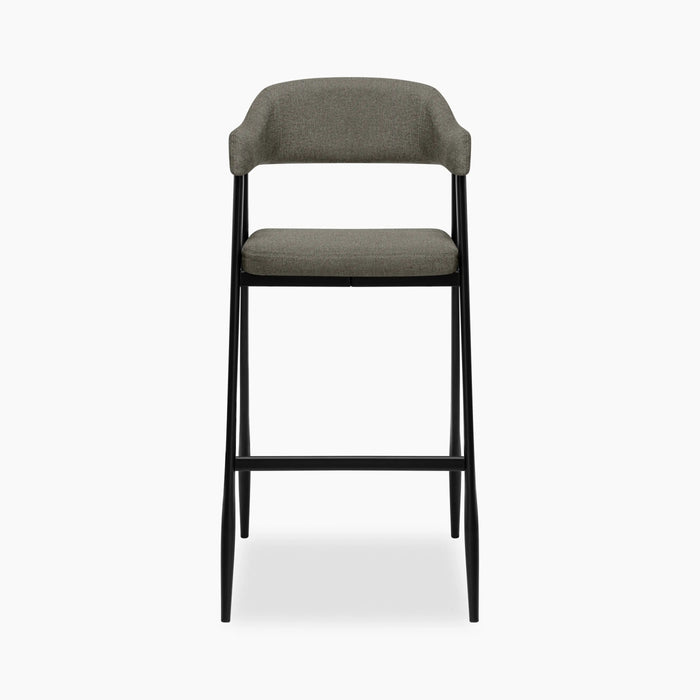 Presley Bar Stool | Speckled Grey Sustainable Fabric & Black