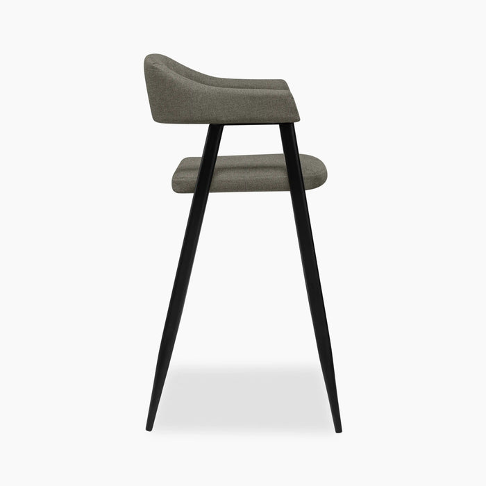 Presley Bar Stool | Speckled Grey Sustainable Fabric & Black