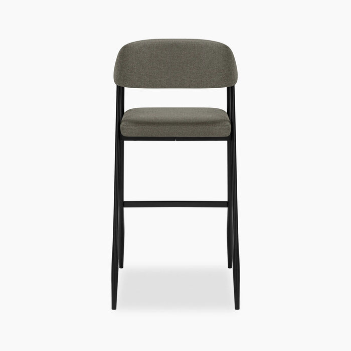 Presley Bar Stool | Speckled Grey Sustainable Fabric & Black